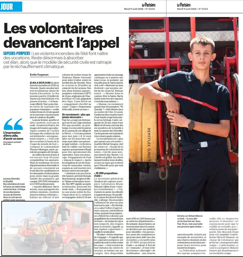 Tearsheet Le Parisien : photographie de Dana Tentea, stagiaire Transmission promo 2021