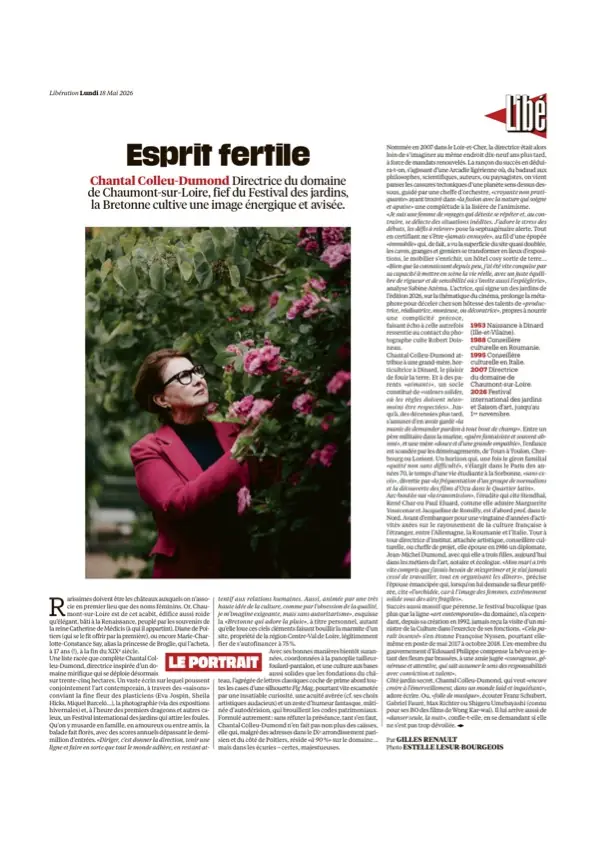 Tearsheet Libération : photographie de Estelle Lesur-Bourgeois, stagiaire Transmission promo 2022