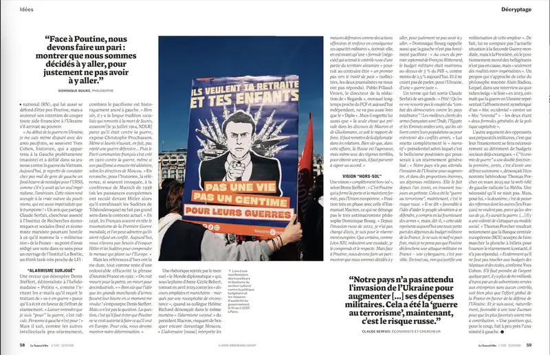 Tearsheet L'Obs : photographie de Laurent Demartini, stagiaire Transmission promo 2024