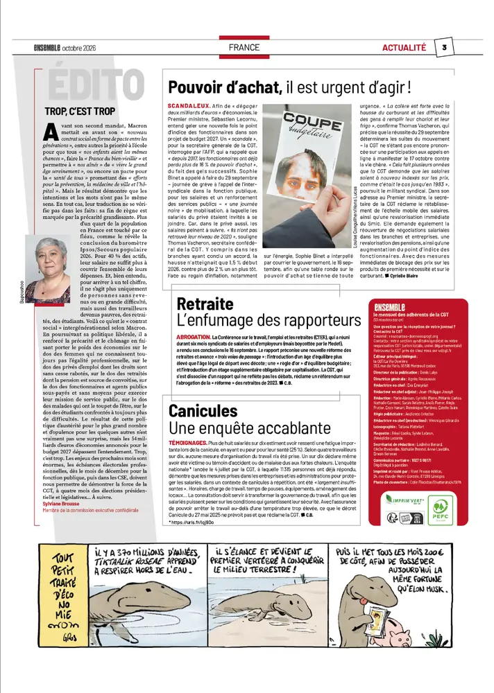 Tearsheet La Vie Ouvrière : photographie de Louise Canguilhem, stagiaire Transmission promo 2025
