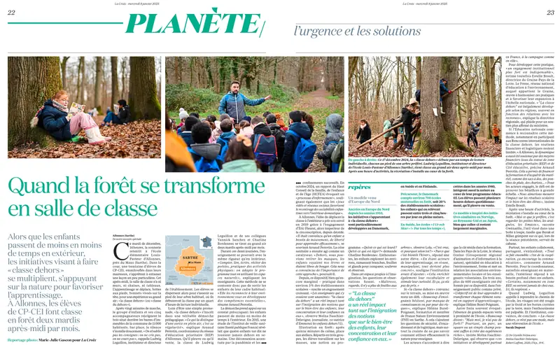 Tearsheet La Croix : photographie de Marie-Julie Gascon, stagiaire Transmission promo 2024