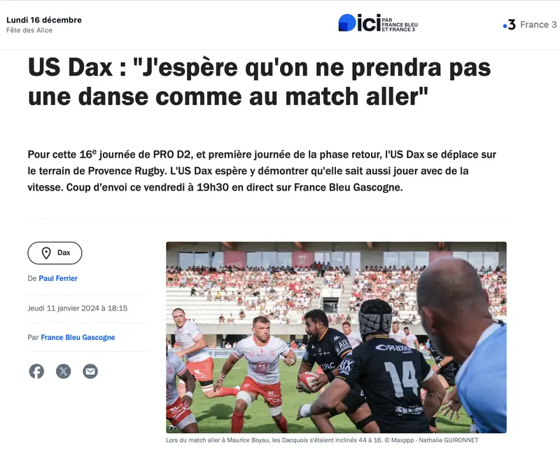 Tearsheet Ici (France Bleu) : photographie de Nathalie Guironnet, stagiaire Transmission promo 2022