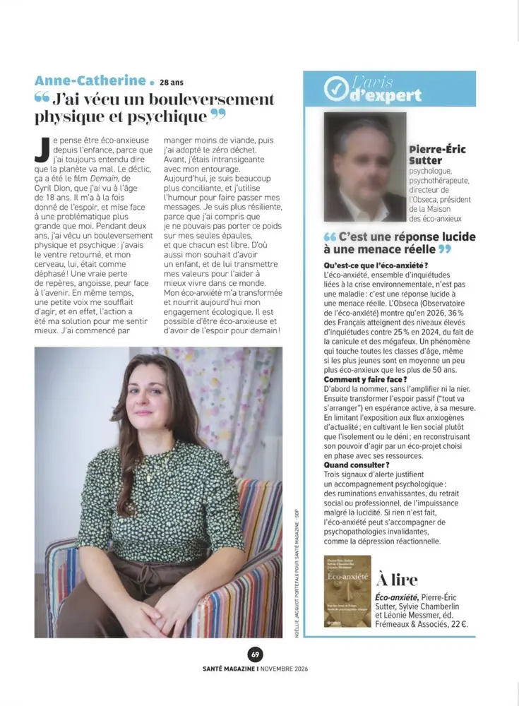 Tearsheet Santé Magazine : photographie de Noëllie Jacquot-Portefaix, stagiaire Transmission promo 2023