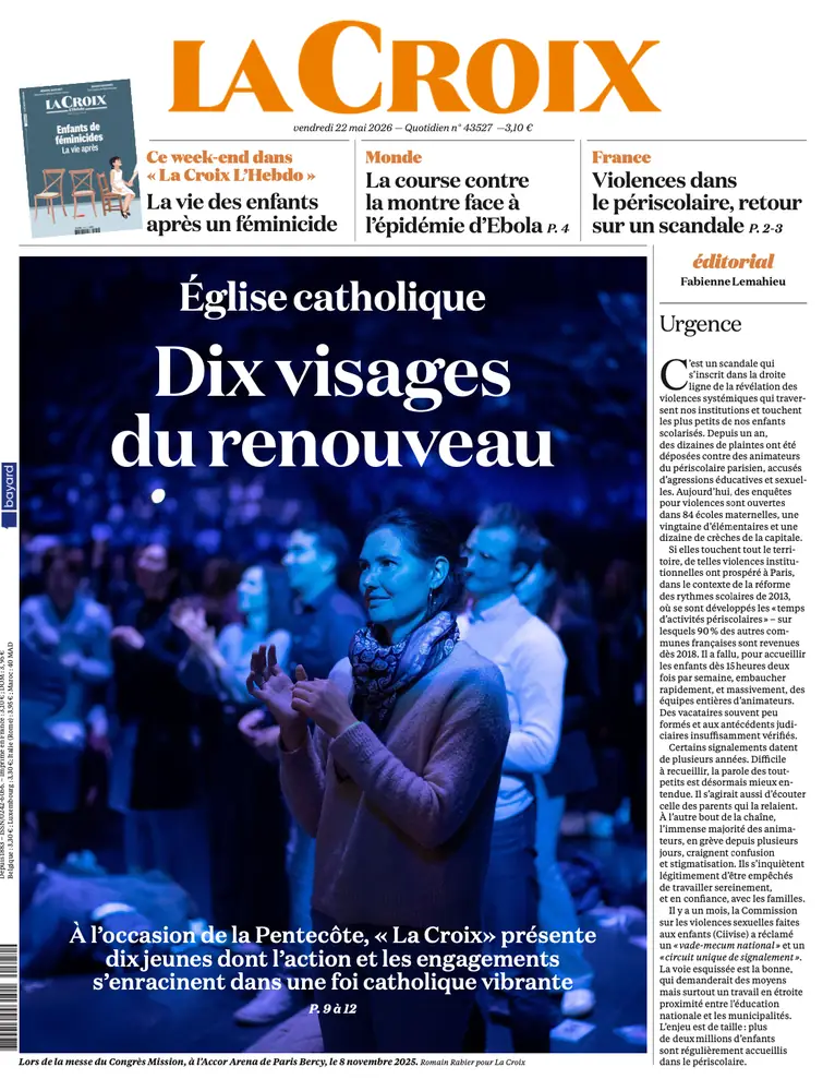 Tearsheet La Croix : photographie de Romain Rabier, stagiaire Transmission promo 2025