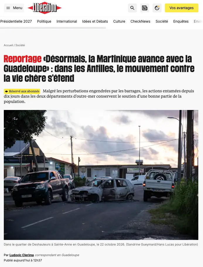 Tearsheet Libération : photographie de Sandrine Gueymard, stagiaire Transmission promo 2024