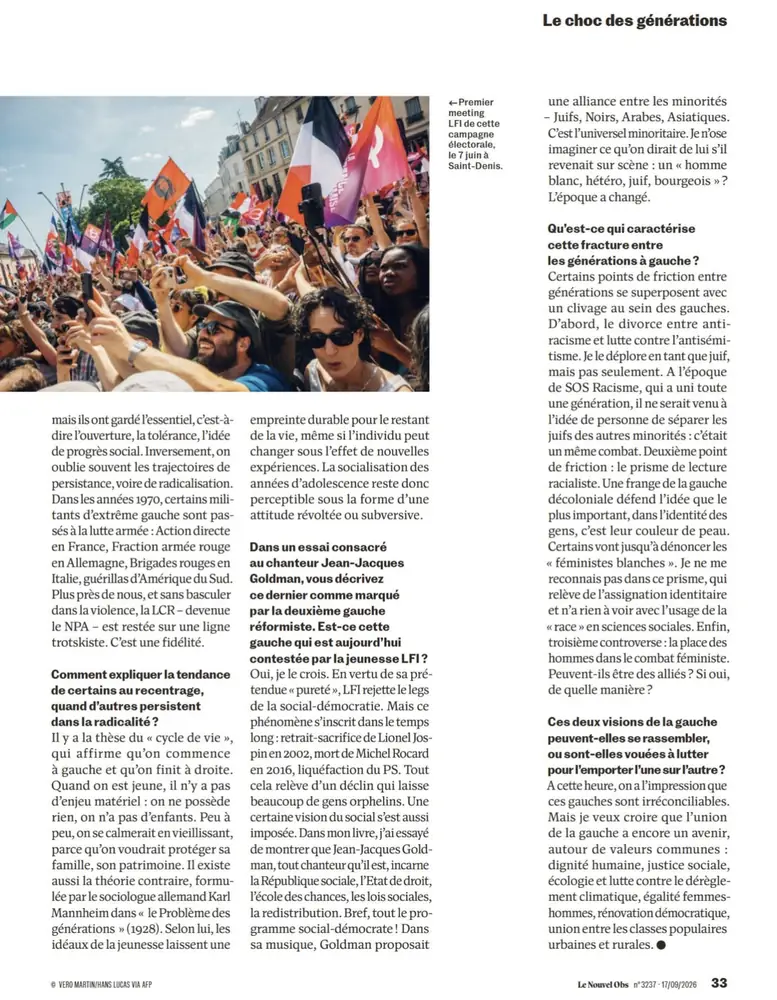 Tearsheet L'Obs : photographie de Véro Martin, stagiaire Transmission promo 2021